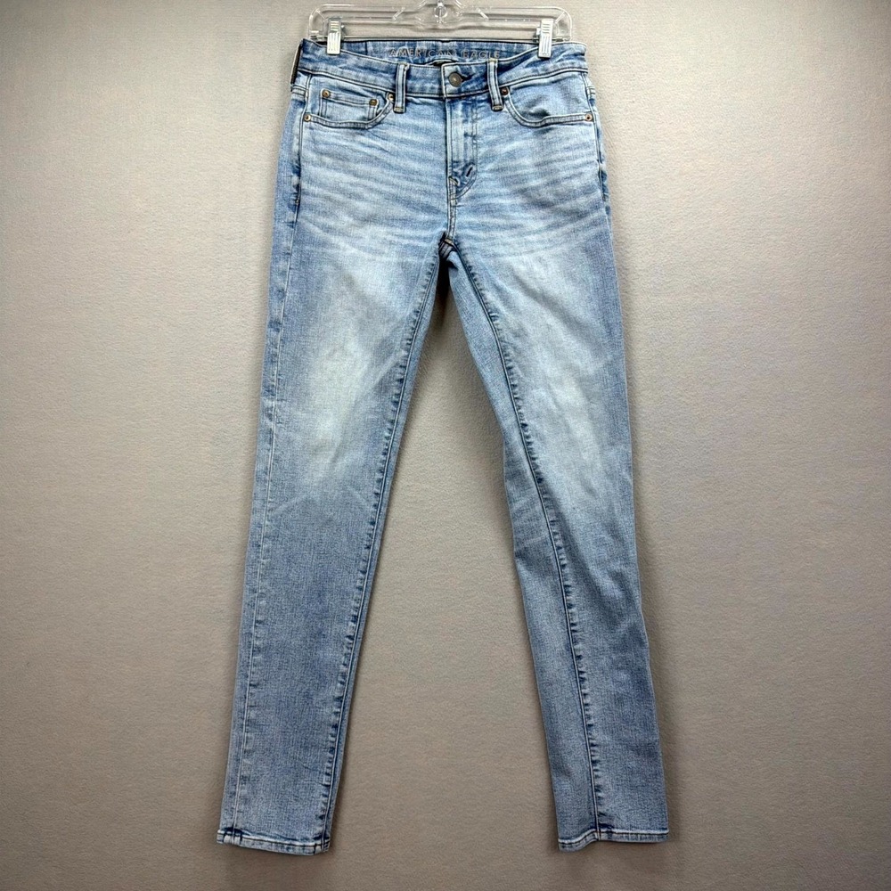 American Eagle Jeans Mens 30x34 Blue Denim Pants Airflex+ Temp Tech Skinny Leg